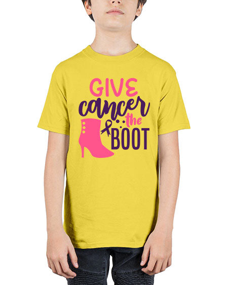 give cancer the boot Style 11# - breast cancer - Youth Tee Unisex