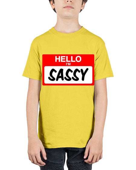 hello im sassy 129# - black words and phrases - Youth Tee Unisex