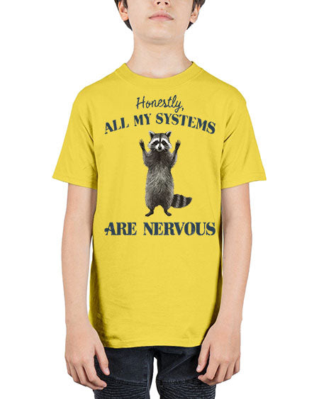 honestly all my systems are nervous 19# - raccoon - Youth Tee Unisex
