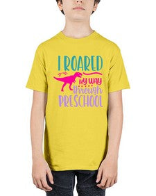 i roared my way through preschool 375# - prek headstart - Youth Tee Unisex