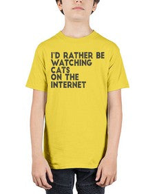 id rather be watching cats on the internet - cats - Youth Tee Unisex