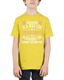 meditation is a way for nourishing and blossoming the divinity within you  422# - yoga - Youth Tee Unisex