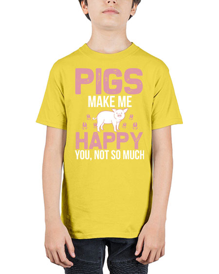 pigs make me happy Style 35# - pig - Youth Tee Unisex