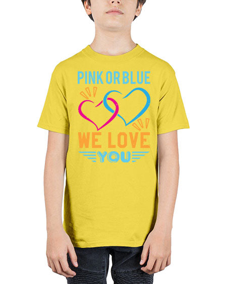 pink or blue we love you Style 190# - baby shower - Youth Tee Unisex