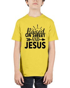raised on sweet and jesus 1491# - tea - Youth Tee Unisex