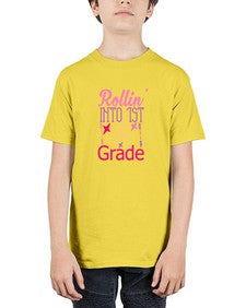 rollin into first grade 776# - first grade - Youth Tee Unisex