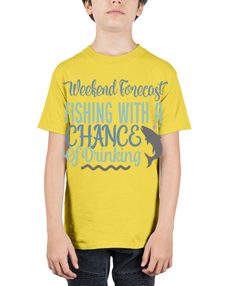 weekend forecast fishing with a chance of drinking 91# - shark-fish - Youth Tee Unisex