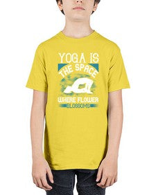 yoga is the space where flower blossoms  627# - yoga - Youth Tee Unisex