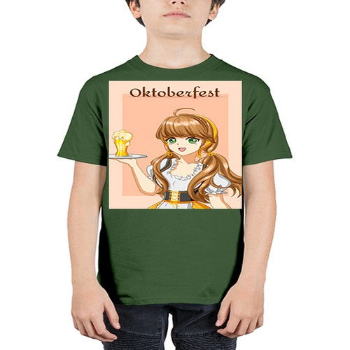 A beautiful girl with beer happy at celebrating the oktoberfest 87# - anime - Youth Tee Unisex