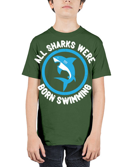 All sharks were born swimming Style 100# - shark-fish - Youth Tee Unisex