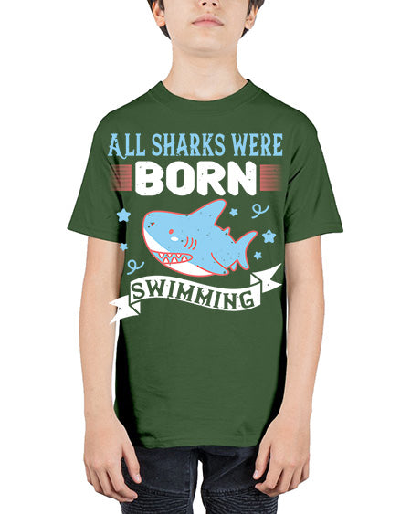 All sharks were born swimming Style 98# - shark-fish - Youth Tee Unisex