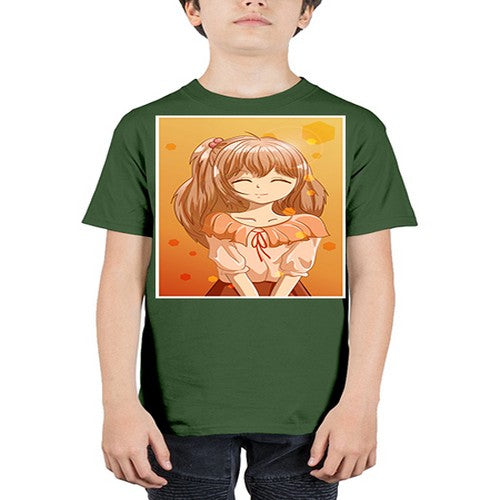 Beautiful and cute girl brown hair at sunset 164# - anime - Youth Tee Unisex
