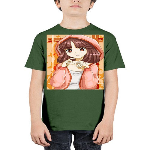 Beautiful and cute girl brown hair with jacket 81# - anime - Youth Tee Unisex