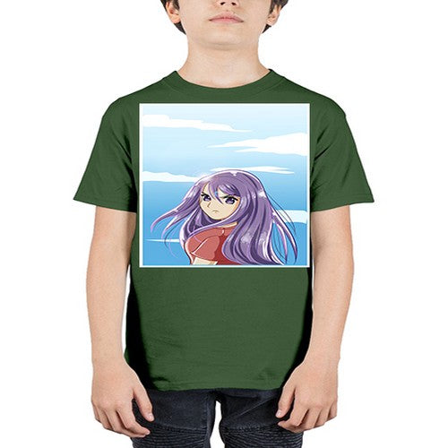 Beautiful and cute girl purple long hair in the summer with 109# - anime - Youth Tee Unisex