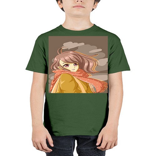 Beautiful and cute girl with scarf 91# - anime - Youth Tee Unisex