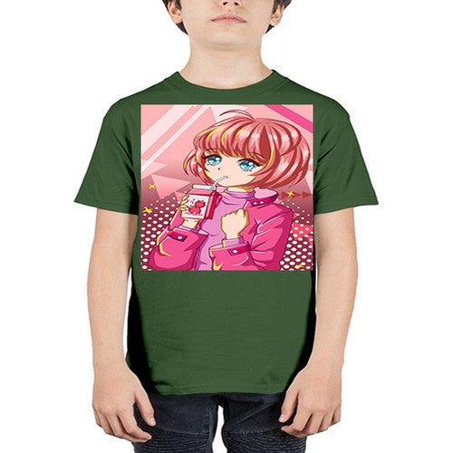 Beautiful and cute girl with strawberry milk 76# - anime - Youth Tee Unisex
