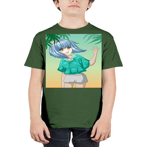 Beautiful and happy girl on the beach in summer 48# - anime - Youth Tee Unisex