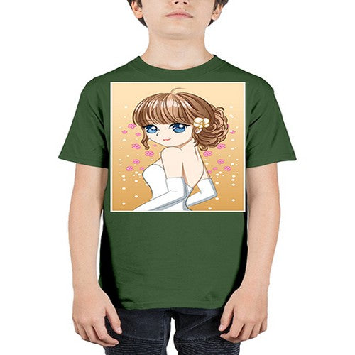Beautiful and happy girl wearing wedding dress 84# - anime - Youth Tee Unisex