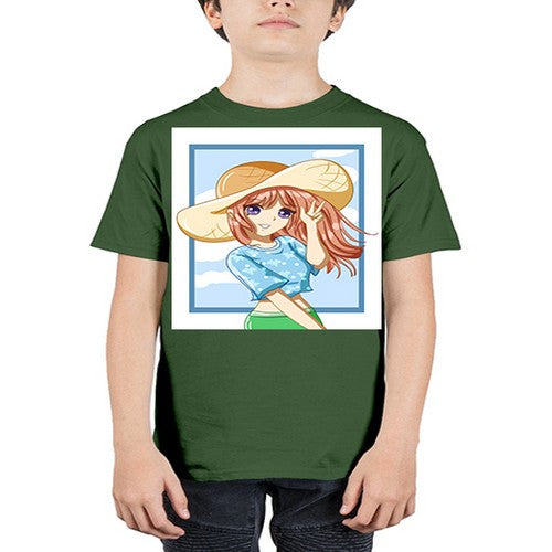 Beautiful and happy girl with blue shirt in summer 51# - anime - Youth Tee Unisex
