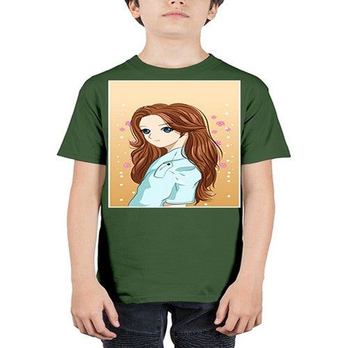 Beautiful and pretty girl brown long hair 123# - anime - Youth Tee Unisex