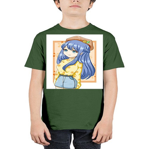 Beautiful and soft girl blue hair in summer 153# - anime - Youth Tee Unisex