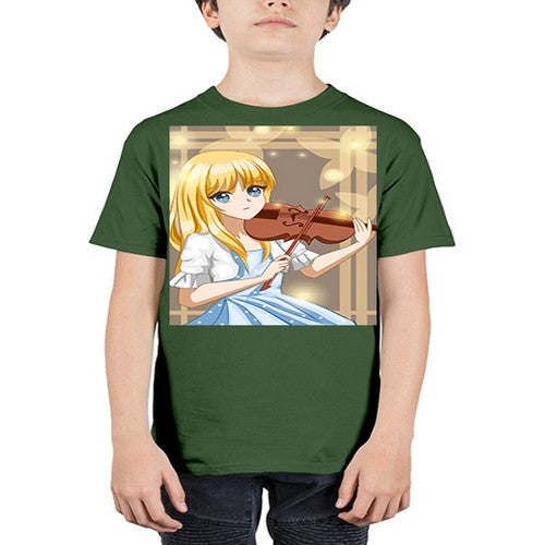 Beautiful girl playing violin 2# - anime - Youth Tee Unisex