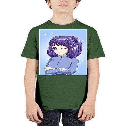 Beautiful girl short purple hair 6# - anime - Youth Tee Unisex