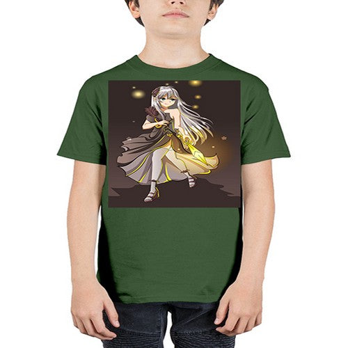 Beautiful girl with black dress and sword game 129# - anime - Youth Tee Unisex