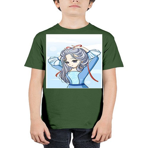 Beautiful princess silver hair with blue dress 120# - anime - Youth Tee Unisex