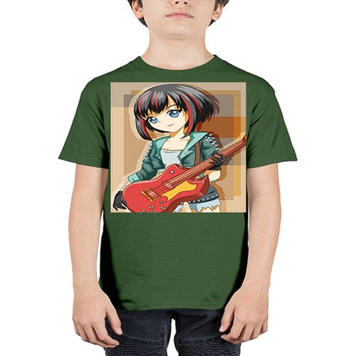 Beautiful rock girl with bass guitar perform 173# - anime - Youth Tee Unisex