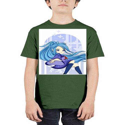 Cute and beautiful girl blue long hair cartoon 155# - anime - Youth Tee Unisex