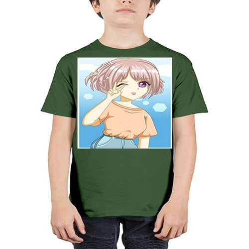 Cute and beautiful girl cream hair yellow shirt 29# - anime - Youth Tee Unisex