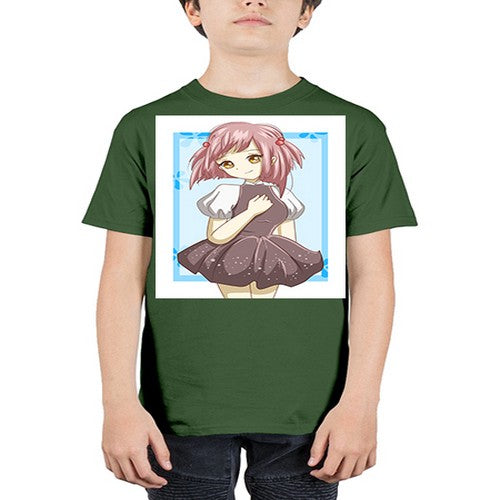 Cute and beautiful girl pink hair with dark pink dress 121# - anime - Youth Tee Unisex