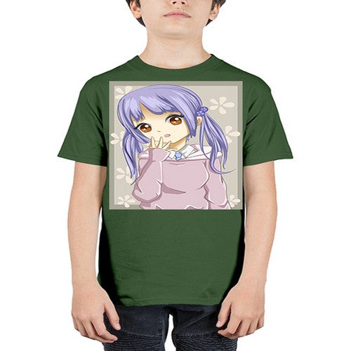 Cute and beautiful girl purple hair 25# - anime - Youth Tee Unisex