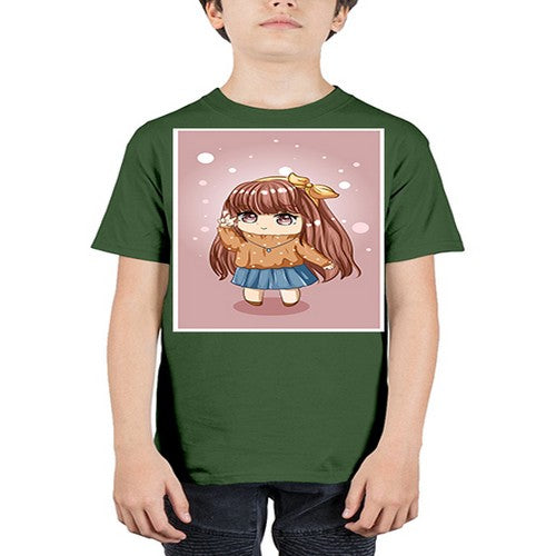 Cute and beautiful little girl long brown hair 149# - anime - Youth Tee Unisex