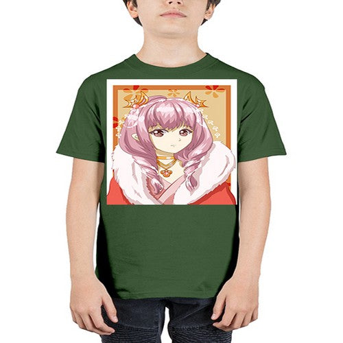 Cute and beautiful queen pink hair with red dress 124# - anime - Youth Tee Unisex