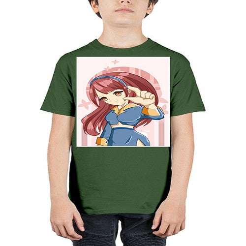 Cute and cool girl red long hair 166# - anime - Youth Tee Unisex