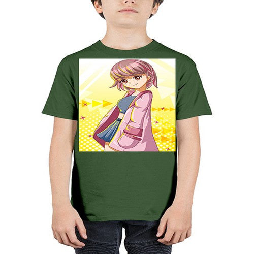 Cute and happy girl with pink coat 111# - anime - Youth Tee Unisex