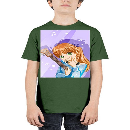 Cute and soft girl with guitar 53# - anime - Youth Tee Unisex