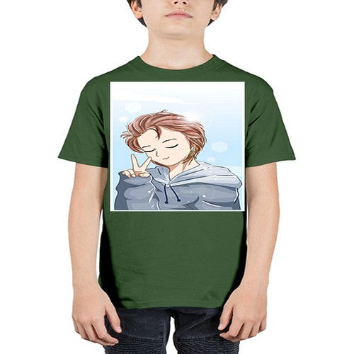 Cute boy brown hair with blue jacket 126# - anime - Youth Tee Unisex