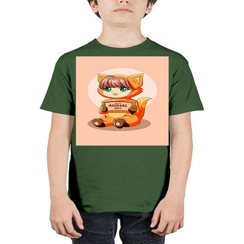 Cute girl with animal costume in animal day text 137# - anime - Youth Tee Unisex