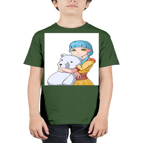 Cute girl with bear doll 26# - anime - Youth Tee Unisex