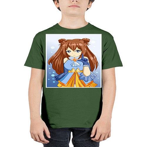 Cute little beautiful girl blue gold clothes cartoon 171# - anime - Youth Tee Unisex