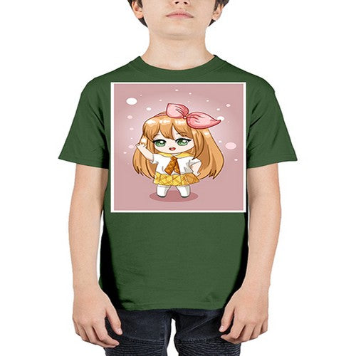 Cute little girl yellow hair wearing uniform 130# - anime - Youth Tee Unisex