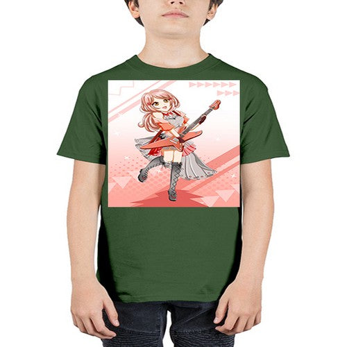 Cute rock star girl with guitar game 17# - anime - Youth Tee Unisex