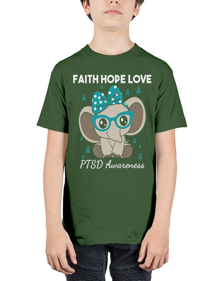Elephant I Have PTSD Awareness 25# - PTSD - Youth Tee Unisex