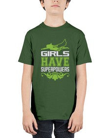Girls have superpowers 129# - cartoon super hero - Youth Tee Unisex