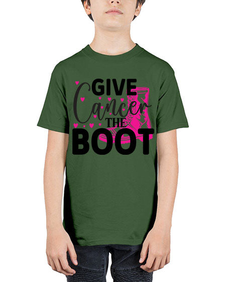 Give Cancer the Boot 24# - breast cancer - Youth Tee Unisex