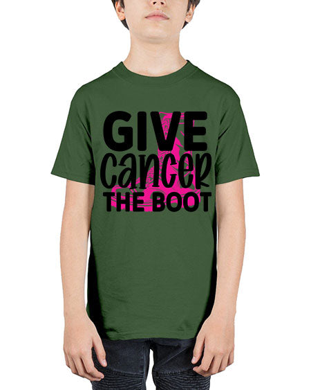 Give Cancer the Boot 25# - breast cancer - Youth Tee Unisex