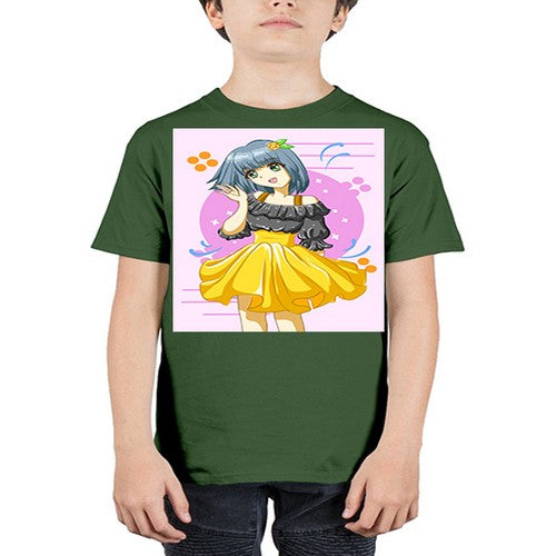 Happy and funny girl with black yellow dress in summer 41# - anime - Youth Tee Unisex